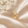 18K Gold Plated Square Halo American Diamond Ring