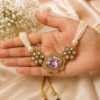 Kundan Floral Pink Stone Pearl Beaded Necklace Set
