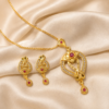 file_0000000078208211bd7974c5457ae75c Gold Plated Ruby Studded Heart Design Pendant Set