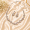 Silver Plated Rose Quartz Studded Necklace Set