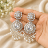 Silver Plated Kundan Pearl Chandbali Earrings
