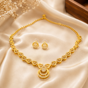 file_00000000c23082119cda83e8485f5ef7 18K Gold Plated Paisley Studded CZ Necklace Set