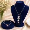 Stainless steel Butterfly Bracelet Pendant Combo Set