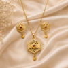 file_00000000d86482088866822333a77b98 Gold Plated Hexagon Floral Ruby Pendant Set