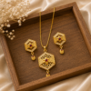 file_00000000dfdc8211b22bd9ae2d6bc4f4 Gold Plated Hexagon Floral Ruby Pendant Set