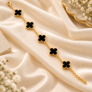 black_clover_bracelet_cloth_TRUE_PNG-1 Gold Plated Black Clover Charm Chain Bracelet