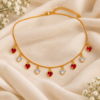 cream_cloth_necklace_original_png_2 Gold Plated Red & White Heart Charm Chain Necklace