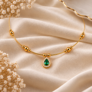 file_0000000030308211ba3e2a2d997ff905 Gold Plated Emerald Teardrop Beaded chain Pendant