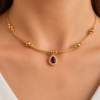file_000000003a5c8211af6ebc97da2ec11a Gold Plated Ruby Red Teardrop Chain Pendant