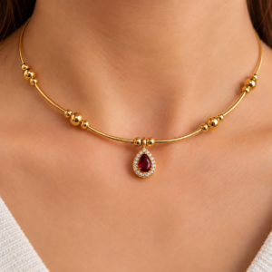 file_000000003a5c8211af6ebc97da2ec11a Gold Plated Ruby Red Teardrop Chain Pendant