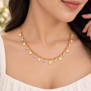 file_00000000405c82119bd810cad8ec750b Gold Plated Star & Crystal Charm Chain Necklace
