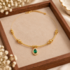 file_00000000795482118ae76dc0f170d266 Gold Plated Emerald Teardrop Beaded chain Pendant
