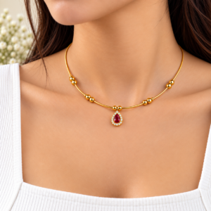file_000000009b048211b89a13cc65e79310 Gold Plated Ruby Red Teardrop Chain Pendant