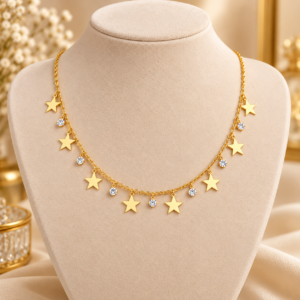 file_000000009cf88211a0bfcfe39ab34e30 Gold Plated Star & Crystal Charm Chain Necklace