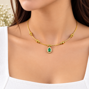 file_00000000ae588211b1efe32eb6384173 Gold Plated Emerald Teardrop Beaded chain Pendant