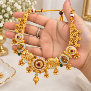 file_00000000bbc48211ac9e60a113408e26 Gold Plated Elephant Temple Necklace set