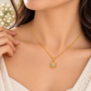 flower_necklace_model_original Gold Plated Fancy Flower AD Chain Pendant