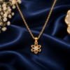 flower_necklace_navy_blue_satin_original Gold Plated Fancy Flower AD Chain Pendant