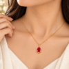 necklace_model_TRUE_PNG Gold Plated Ruby Red Teardrop Pendant Chain