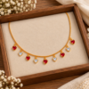 wooden_tray_necklace_FIXED Gold Plated Red & White Heart Charm Chain Necklace