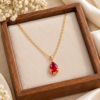 wooden_tray_necklace_TRUE_PNG Gold Plated Ruby Red Teardrop Pendant Chain