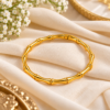 bangle_cream_cloth_original Anti Tarnish 18k Gold Bamboo Design Bracelet