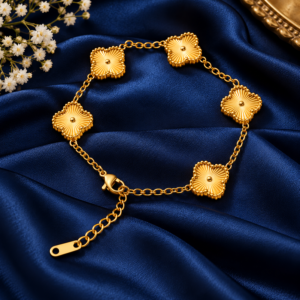 bracelet_navy_blue_1500x1500_original Gold Plated Four Leaf Clover Charm Chain Bracelet