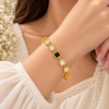 Gold Plated Black & White Stone Bracelet