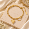 heart_bracelet_original_92ee2726 Gold Plated Puffy Heart Charm Bracelet