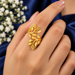 Gold Plated Leaf Design Adjustable Ring