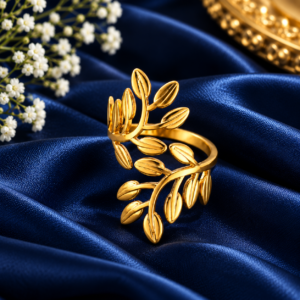 Gold Plated Leaf Design Adjustable Ring